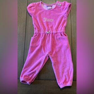 Y2K Juicy Couture Pink Terry Cloth Toddler Girls One Piece Jumpsuit Romper 18M